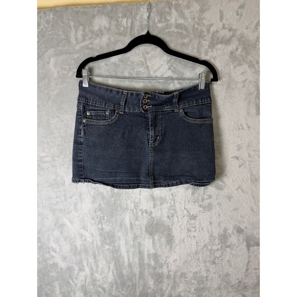 Vintage Angels Skirt Women 13 Blue Denim Micro Mini Low Rise Y2K Stretch